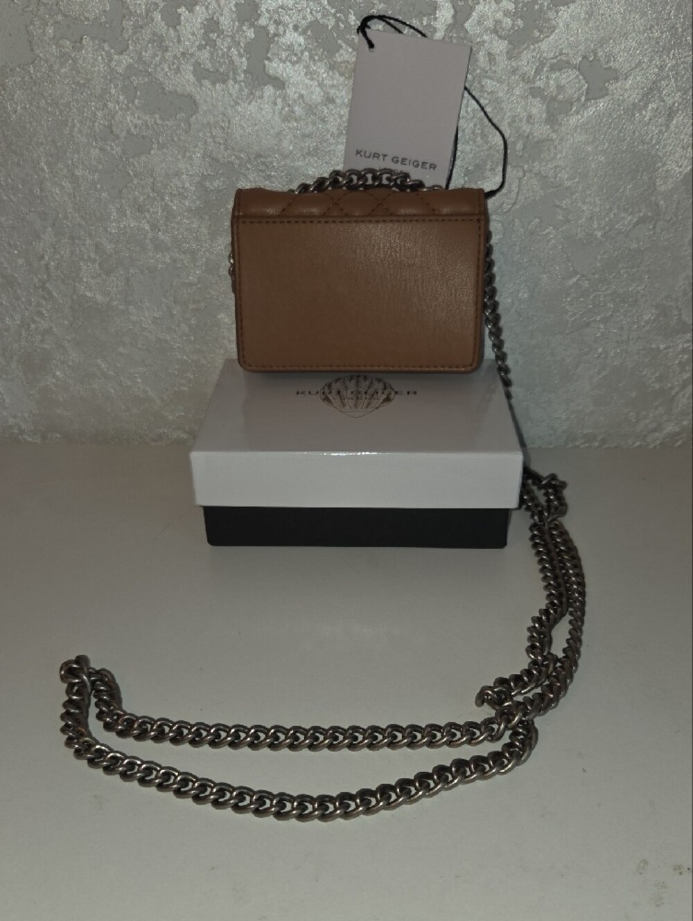 Kurt Geiger Quilted Camel Mini Chain Crossbody Bag - Picture 2 of 5